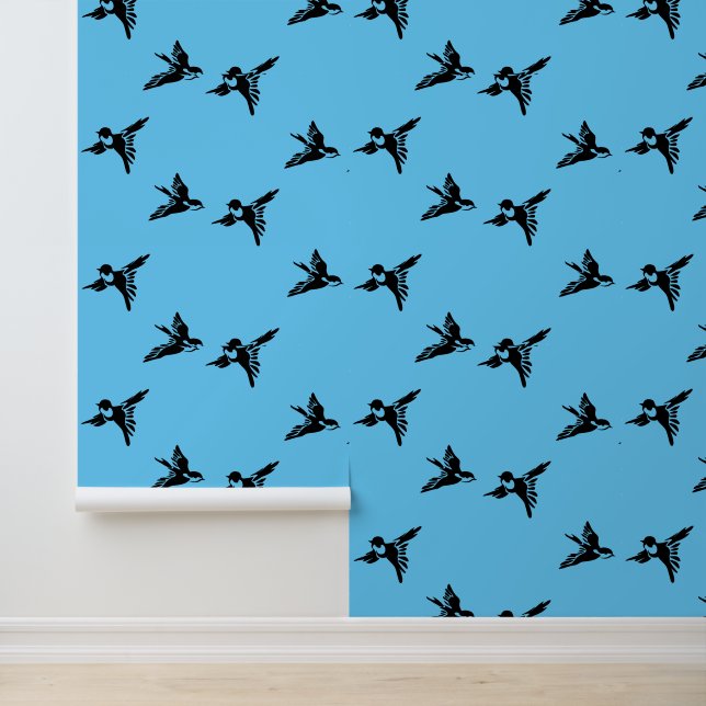 Vliegende Vogels Silhouetten Ontwerp Behang (Applicatie)