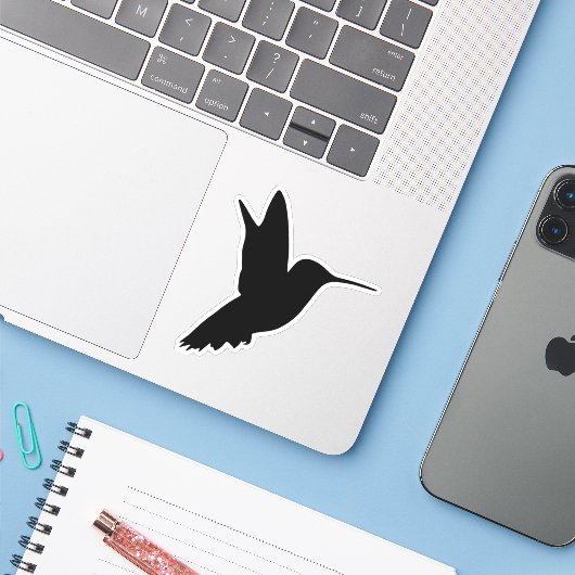 Vliegende vogelsilhouet sticker (Laptop met iPhone)