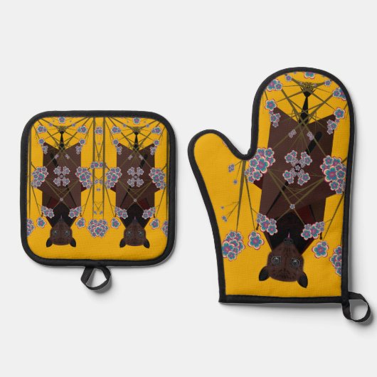 Vliegende vossenmosterd ovenwant & pannenlap set (Voorkant)