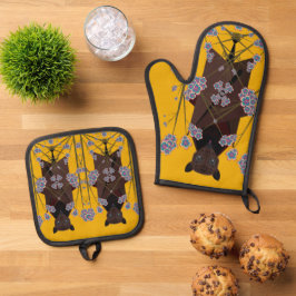 Vliegende vossenmosterd ovenwant & pannenlap set