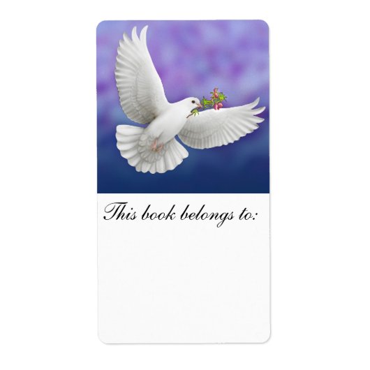 Vliegende Vrede Duif Bookplate Etiket (Voorkant)