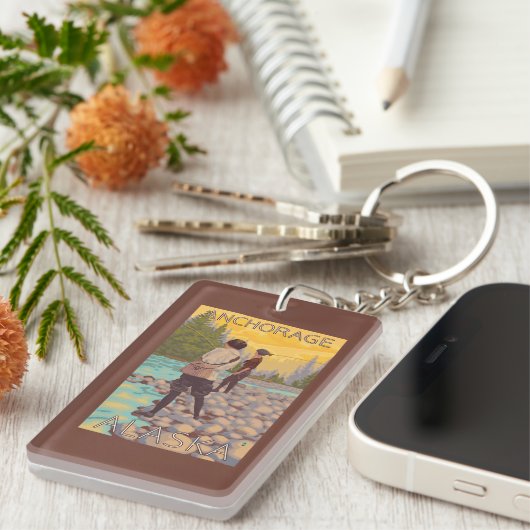 Vliegende vrouwen - Anchorage, Alaska Sleutelhanger (Voorkant Rechts)