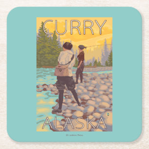 Vliegende vrouwen - Kerst, Alaska Kartonnen Onderzetters