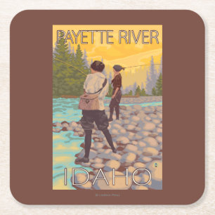 Vliegende vrouwen - Payette River, Idaho Kartonnen Onderzetters