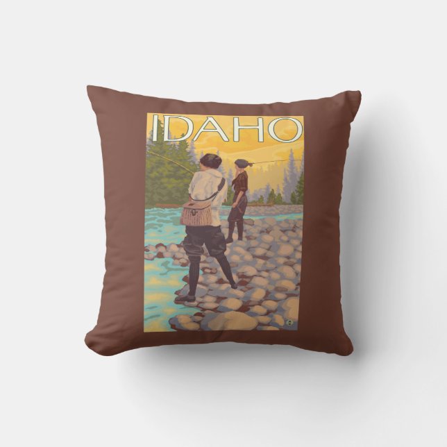Vliegende vrouwenIdahoVintage-reisposter Kussen (Voorkant)