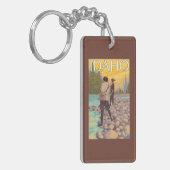 Vliegende vrouwenIdahoVintage-reisposter Sleutelhanger (Voorkant Links)