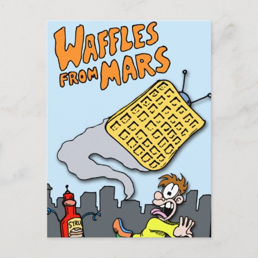 Vliegende wafels van Mars! Briefkaart (Voorkant)