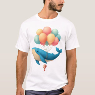 Vliegende walvis met pastelballonnen Art T-shirt