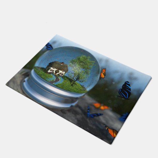 Vliegende Wereldbol Doormat Deurmat (Schuin)