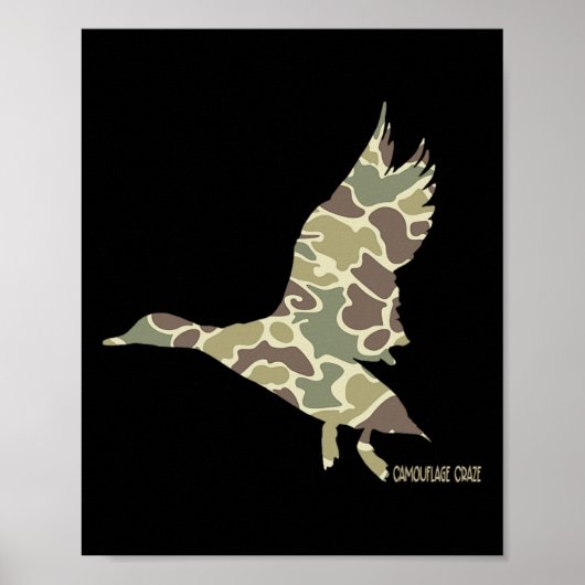 Vliegende wilde eend camouflage camo eend jacht c poster (Voorkant)