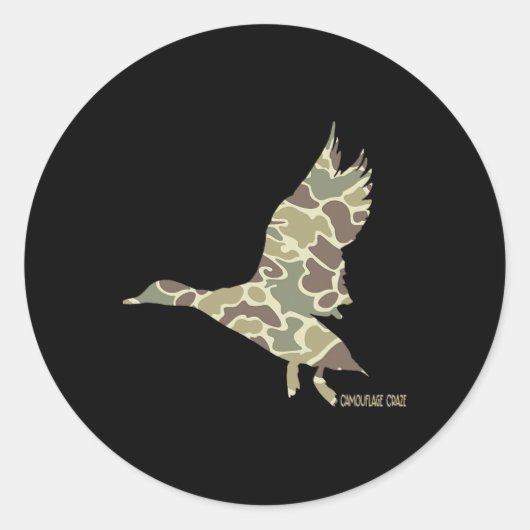 Vliegende wilde eend camouflage camo eend jacht c ronde sticker (Voorkant)