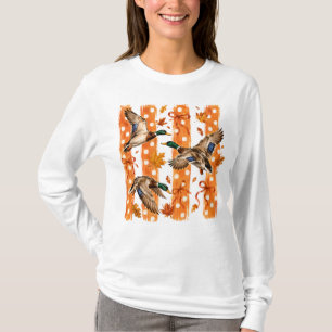 Vliegende Wilde Eend Oranje Stip Herfstbladeren T-shirt