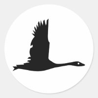 Vliegende Wilde Gans Silhouet - Ronde Sticker