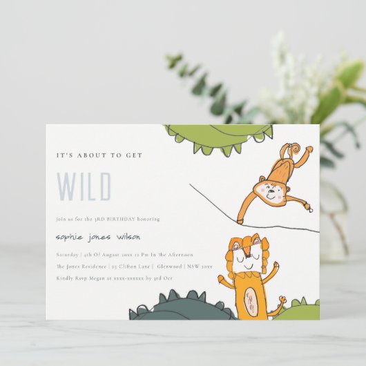 Vliegende wilde Oerwouden Kind Birthday uitnodigen Bedankkaart (Staand voorkant)