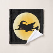 Vliegende Witch Silhouette Bad Handdoek (Wasdoekje)