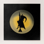 Vliegende Witch Silhouette Legpuzzel (Horizontaal)