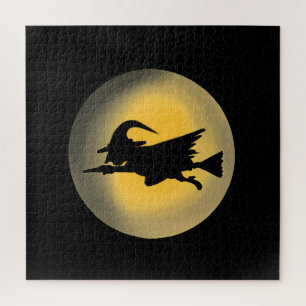 Vliegende Witch Silhouette Legpuzzel