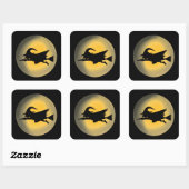Vliegende Witch Silhouette Vierkante Sticker (Vel)