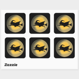 Vliegende Witch Silhouette Vierkante Sticker