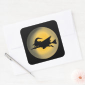 Vliegende Witch Silhouette Vierkante Sticker (Envelop)
