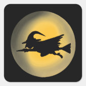 Vliegende Witch Silhouette Vierkante Sticker (Voorkant)