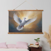 Vliegende witte duif hangend wandkleed (Slaapkamer)