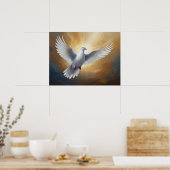 Vliegende witte duif poster (Keuken)