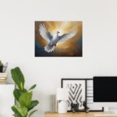 Vliegende witte duif poster (Thuiskantoor)