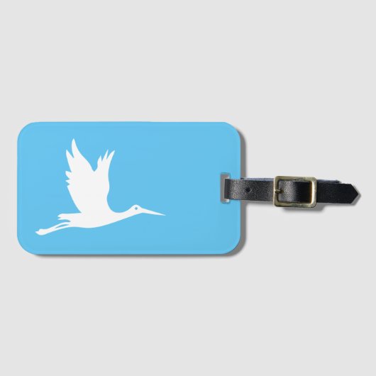 Vliegende witte ooievaar bagagelabel (Voorkant (horizontaal))