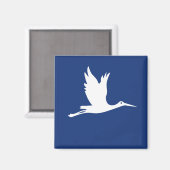 Vliegende witte ooievaar magneet (Voorkant / Achterkant)