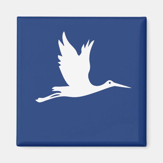 Vliegende witte ooievaar magneet (Voorkant)