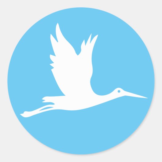 Vliegende witte ooievaar ronde sticker (Voorkant)