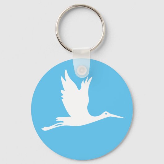 Vliegende witte ooievaar sleutelhanger (Voorkant)
