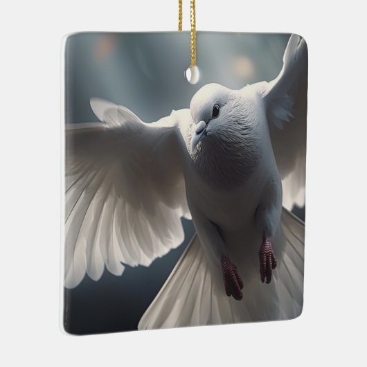 Vliegende witte vredesduif keramisch ornament (Rechts)