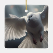 Vliegende witte vredesduif keramisch ornament (Achterkant)