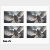 Vliegende witte vredesduif rechthoekige sticker (Vel)