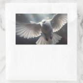 Vliegende witte vredesduif rechthoekige sticker (Tas)