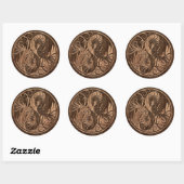 Vliegende Yin Yang Dragons met Houten Korreleffect Ronde Sticker (Vel)
