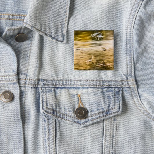 Vliegende zeegarren - abstract vierkante button 5,1 cm (In situ)