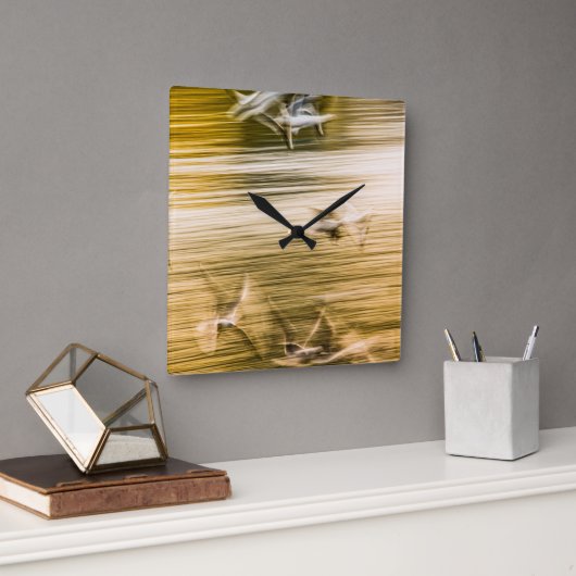 Vliegende zeegarren - abstract vierkante klok (Kantoor)