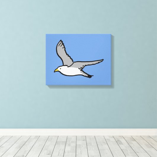 Vliegende zeemeeuw. Een vogel in vlucht Canvas Afdruk (Insitu (Houten vloer))