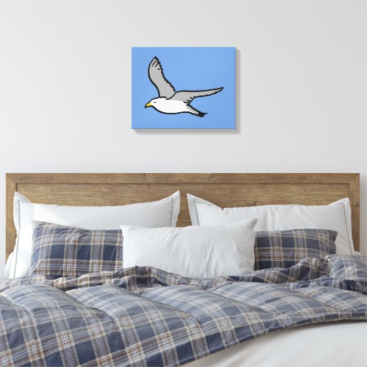 Vliegende zeemeeuw. Een vogel in vlucht Canvas Afdruk (Insitu (Slaapkamer))