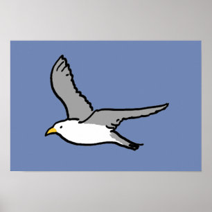 Vliegende zeemeeuw. Een vogel in vlucht Poster