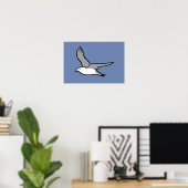 Vliegende zeemeeuw. Een vogel in vlucht Poster (Thuiskantoor)