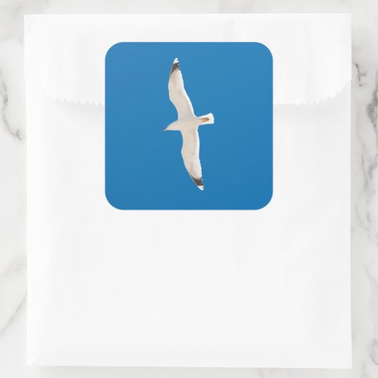 Vliegende zeemeeuw vierkante sticker (Tas)