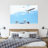 Vliegende zeemijlen Birds Blue Sky Canvas Afdruk (Insitu (Slaapkamer))