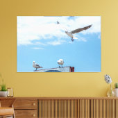 Vliegende zeemijlen Birds Blue Sky Canvas Afdruk (Insitu (Woonkamer))