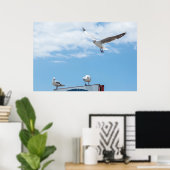 Vliegende zeemijlen Birds Blue Sky Poster (Thuiskantoor)