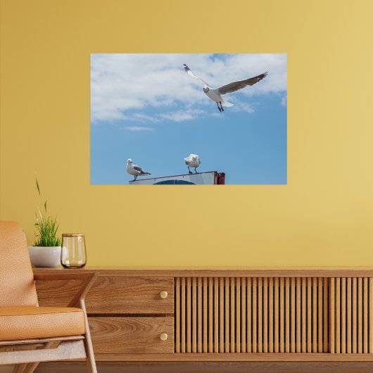 Vliegende zeemijlen Birds Blue Sky Poster (Woonkamer 2)