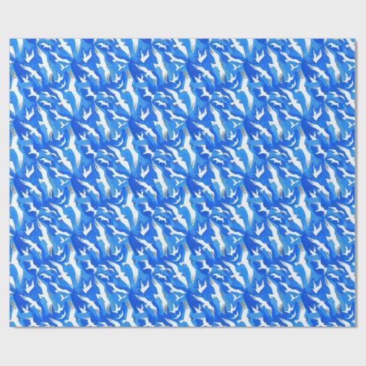 Vliegende zeemijlen op blauw aan de hemel cadeaupapier (Vlak)